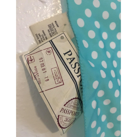 Vintage Mint POLKA Dot Scarf - NWT Passports Headscarf - Size 20 x 20 - Picture 5 of 6